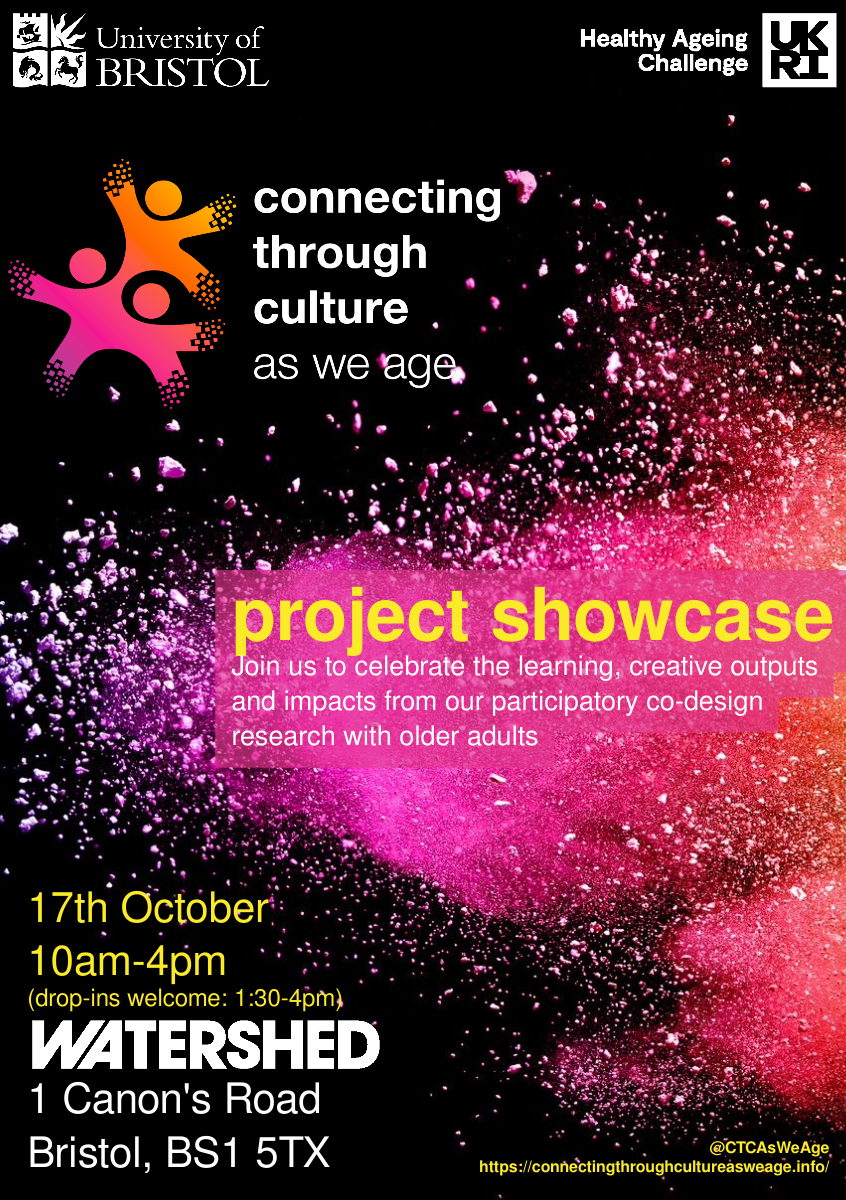 Flyer for the connecting through culture as we age project showcase